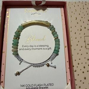 Footnotes Gold and Green Beaded Bracelet